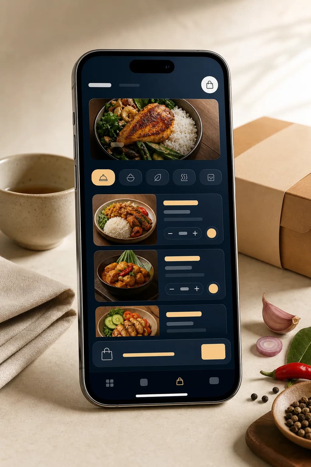 Proyek konsep menu kuliner pada ponsel