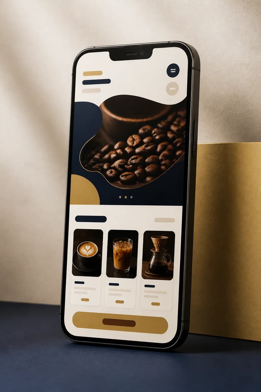 Proyek konsep tampilan ponsel untuk kedai kopi