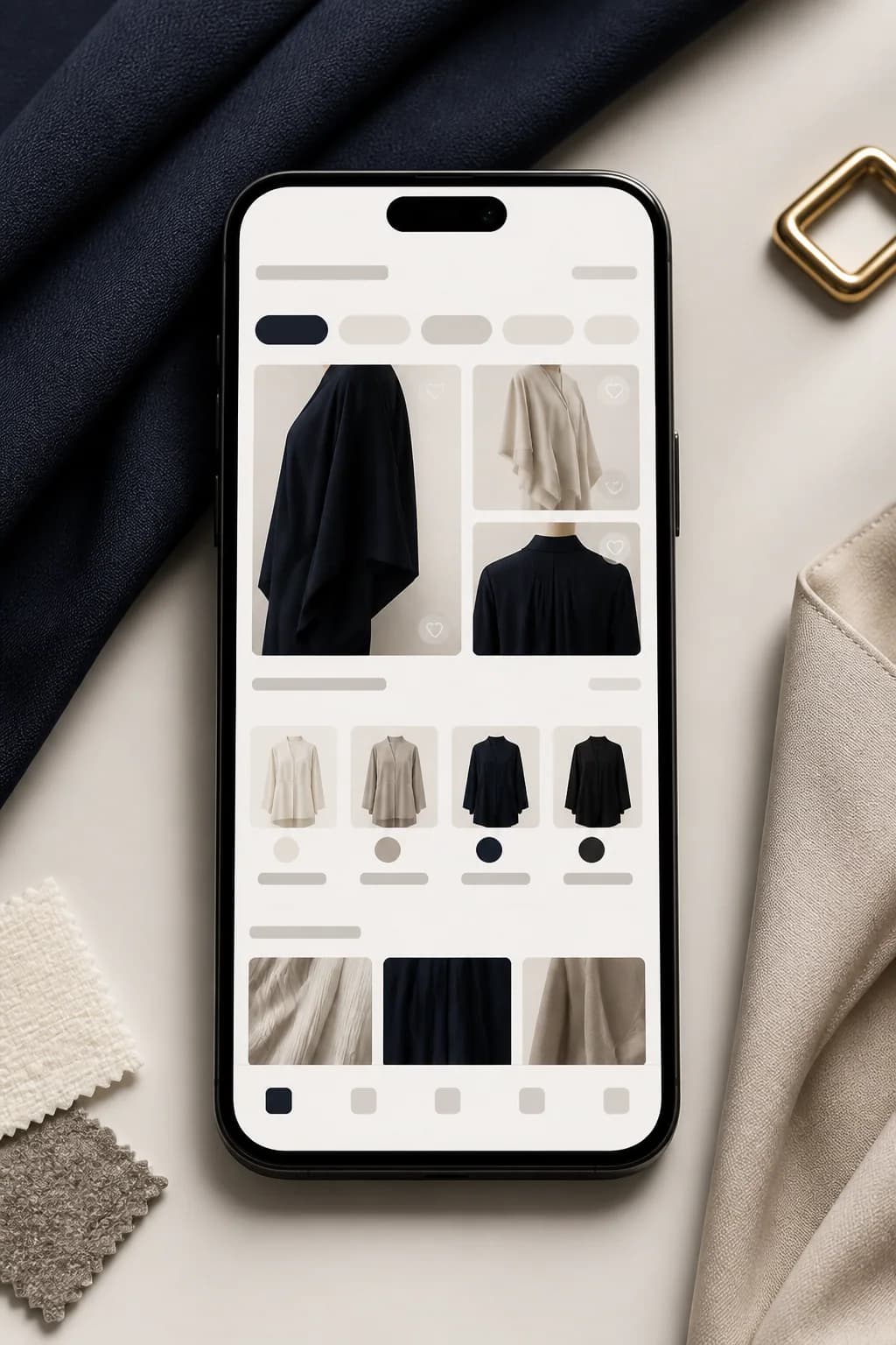 Proyek konsep katalog fashion pada ponsel
